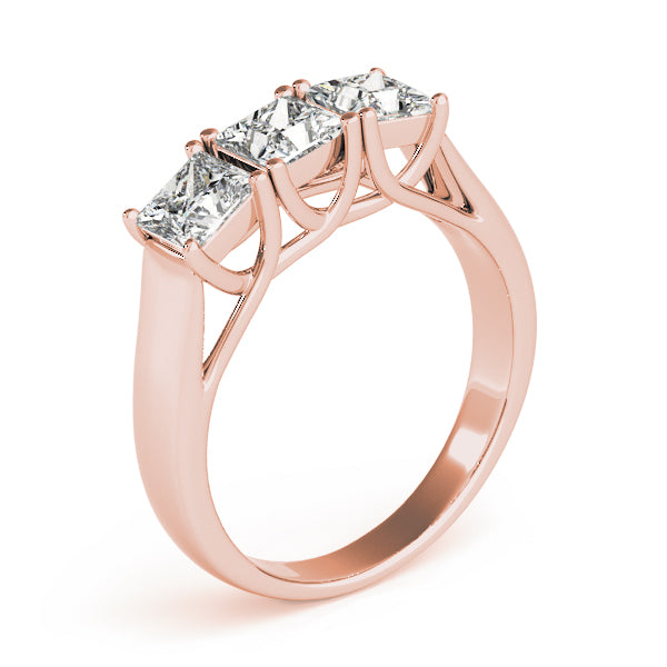 Cherished Three-Stone Princess Diamond Engagement Ring — 9K/18K Gold & Platinum