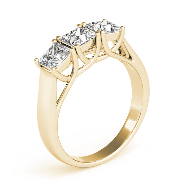 Cherished Three-Stone Princess Diamond Engagement Ring — 9K/18K Gold & Platinum