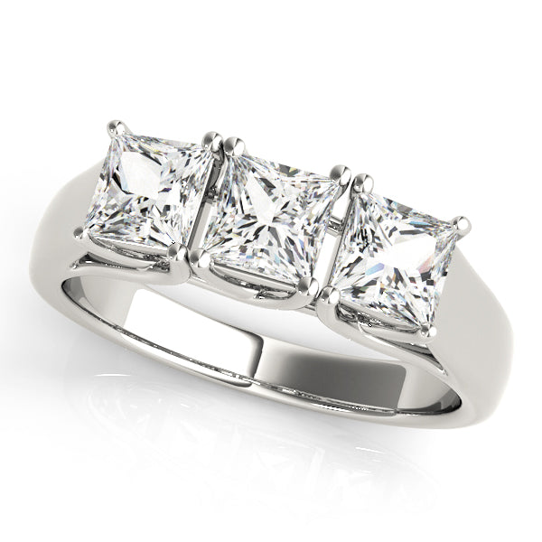 Cherished Three-Stone Princess Diamond Engagement Ring — 9K/18K Gold & Platinum