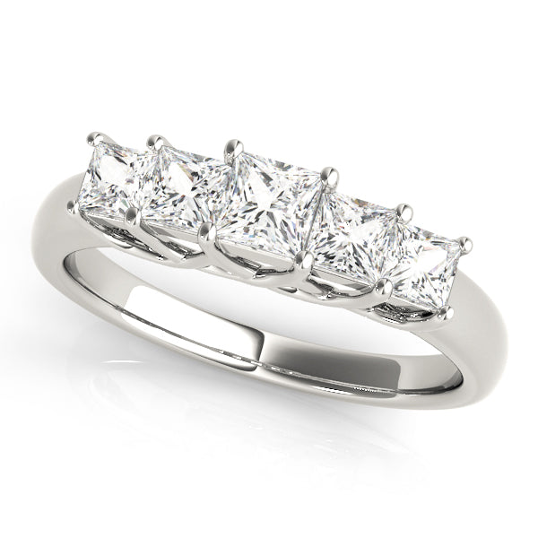 Princess Cut 5 Stone Diamond Ring in 9K White Gold