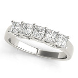 Fancy Trellis Princess-Cut Half Eternity Ring in Gold & Platinum