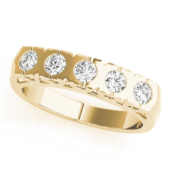 Bezel Set Half Eternity Ring in Gold & Platinum