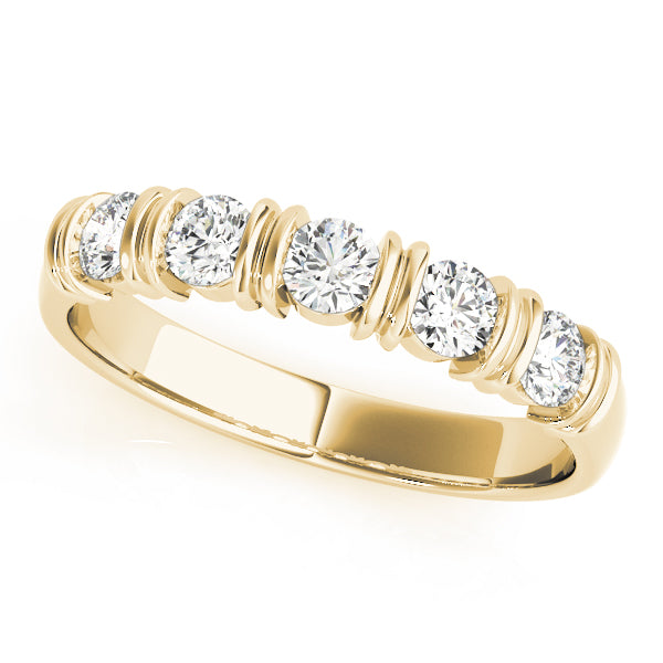 Bar Set Wedding Half Eternity Ring in Gold & Platinum