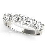 5-Stone Bar Set Half Eternity Ring in Gold & Platinum