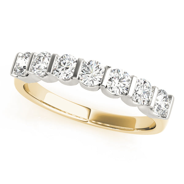 Bar Set Half Eternity Ring in Gold & Platinum