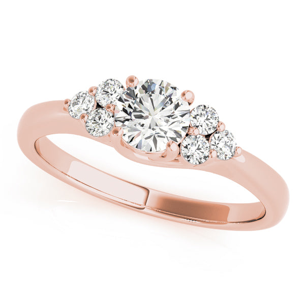 Noble Cluster Sides Round Diamond Engagement Ring — 9K/18K Gold & Platinum
