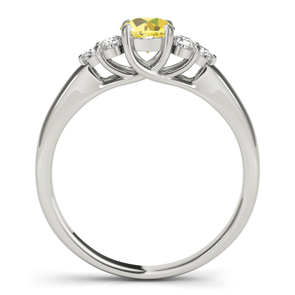 Noble Cluster Sides Round Diamond Engagement Ring — 9K/18K Gold & Platinum