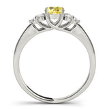 Noble Cluster Sides Round Diamond Engagement Ring — 9K/18K Gold & Platinum