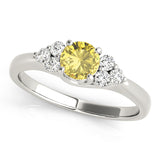 Noble Cluster Sides Round Diamond Engagement Ring — 9K/18K Gold & Platinum