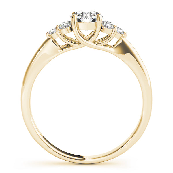 Noble Cluster Sides Round Diamond Engagement Ring — 9K/18K Gold & Platinum