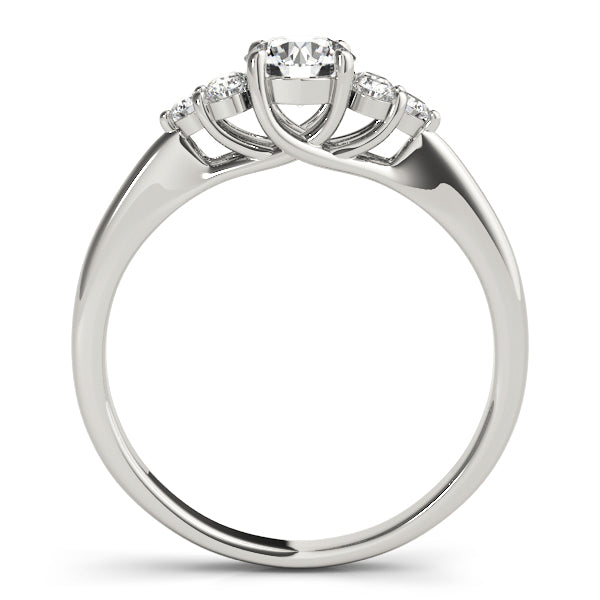 Noble Cluster Sides Round Diamond Engagement Ring — 9K/18K Gold & Platinum