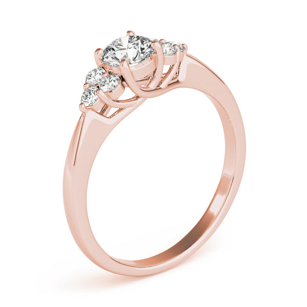 Noble Cluster Sides Round Diamond Engagement Ring — 9K/18K Gold & Platinum