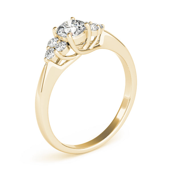 Noble Cluster Sides Round Diamond Engagement Ring — 9K/18K Gold & Platinum
