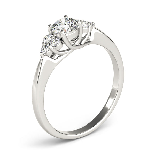 Noble Cluster Sides Round Diamond Engagement Ring — 9K/18K Gold & Platinum
