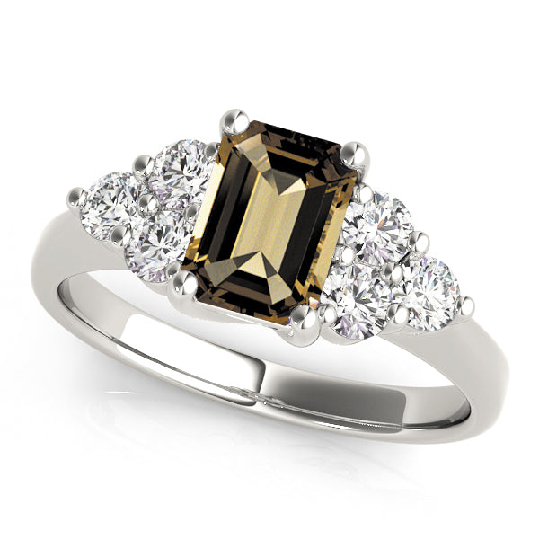 Classic Color Rings Emerald Diamond Engagement Ring — 9K/18K Gold & Platinum