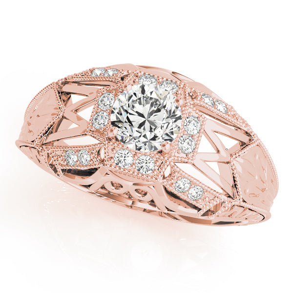 Elegant Antique Round Diamond Engagement Ring — 9K/18K Gold & Platinum