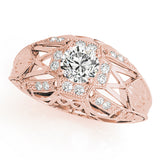 Elegant Antique Round Diamond Engagement Ring — 9K/18K Gold & Platinum