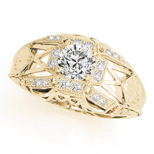 Elegant Antique Round Diamond Engagement Ring — 9K/18K Gold & Platinum