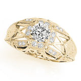 Elegant Antique Round Diamond Engagement Ring — 9K/18K Gold & Platinum
