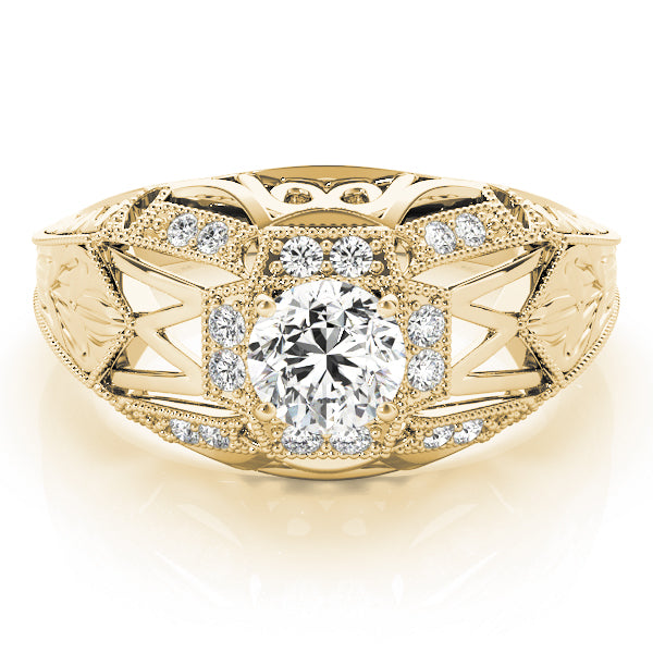 Elegant Antique Round Diamond Engagement Ring — 9K/18K Gold & Platinum
