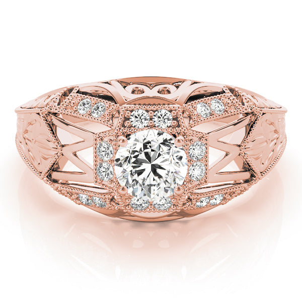 Elegant Antique Round Diamond Engagement Ring — 9K/18K Gold & Platinum