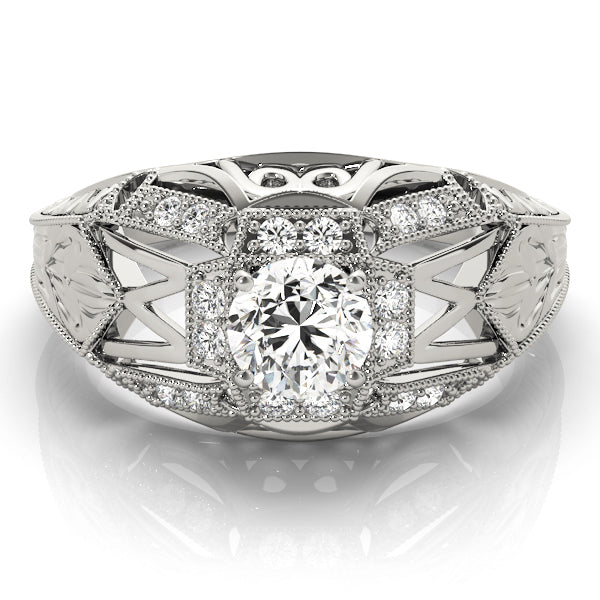 Elegant Antique Round Diamond Engagement Ring — 9K/18K Gold & Platinum