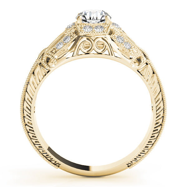 Elegant Antique Round Diamond Engagement Ring — 9K/18K Gold & Platinum