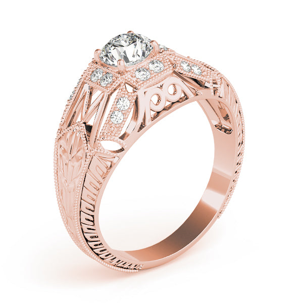 Elegant Antique Round Diamond Engagement Ring — 9K/18K Gold & Platinum