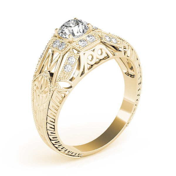 Elegant Antique Round Diamond Engagement Ring — 9K/18K Gold & Platinum