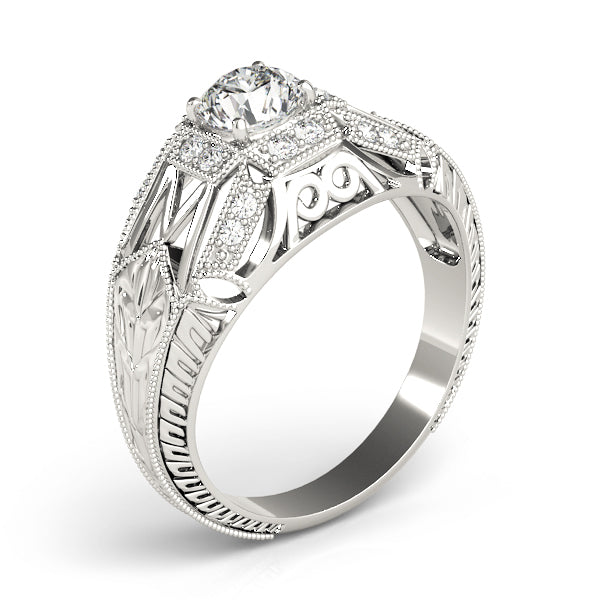 Elegant Antique Round Diamond Engagement Ring — 9K/18K Gold & Platinum