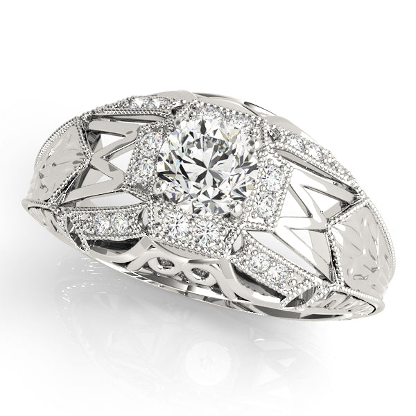 Elegant Antique Round Diamond Engagement Ring — 9K/18K Gold & Platinum