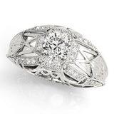 Elegant Antique Round Diamond Engagement Ring — 9K/18K Gold & Platinum