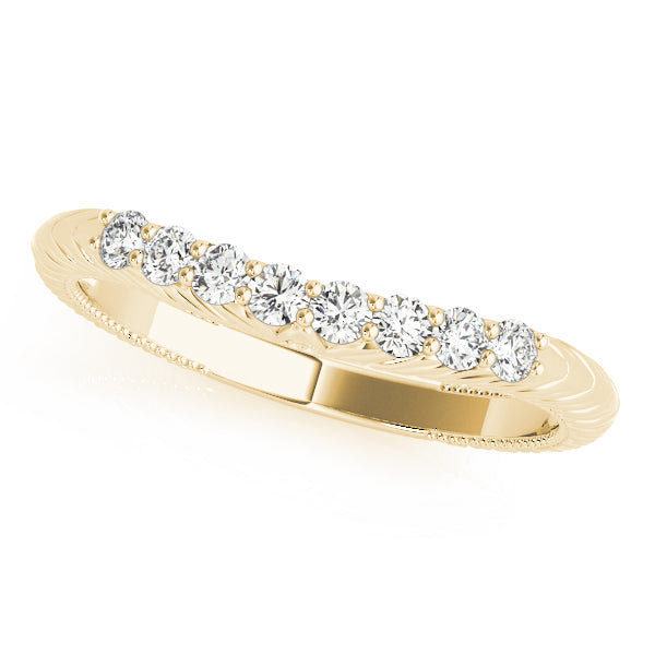 Vintage-Inspired Curved Half Eternity Ring in Gold & Platinum