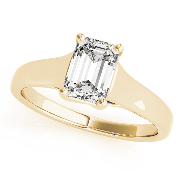 Lab-Grown Emerald Cut D-VVS Diamond Classic Four-Prong Solitaire Engagement Ring. 