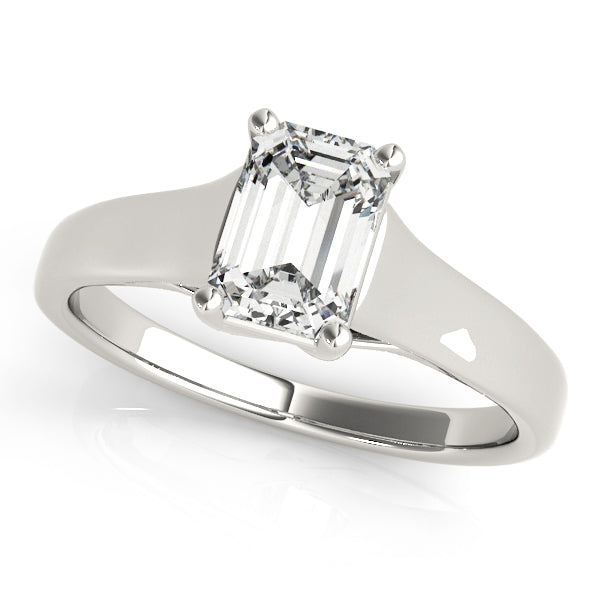 Lab-Grown Emerald Cut D-VVS Diamond Classic Four-Prong Solitaire Engagement Ring. 