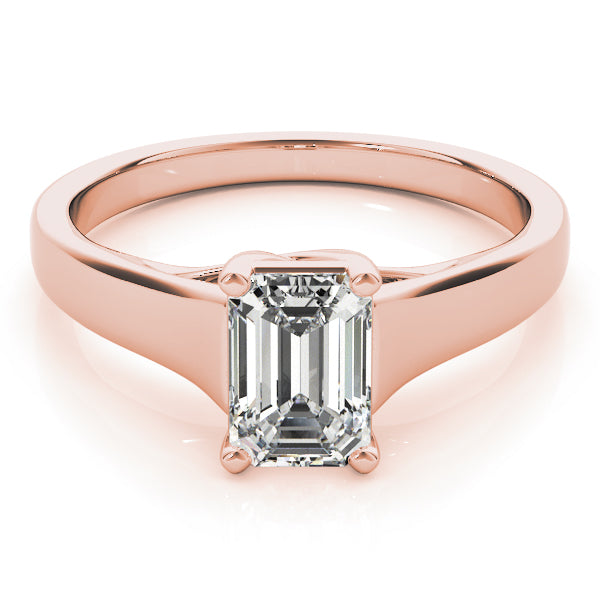 Lab-Grown Emerald Cut D-VVS Diamond Classic Four-Prong Solitaire Engagement Ring. 