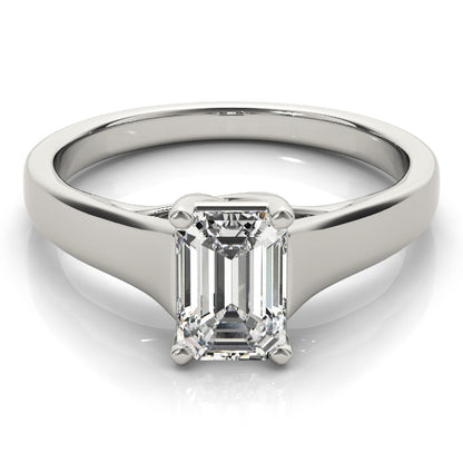 Lab-Grown Emerald Cut D-VVS Diamond Classic Four-Prong Solitaire Engagement Ring. 