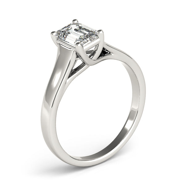 Lab-Grown Emerald Cut D-VVS Diamond Classic Four-Prong Solitaire Engagement Ring. 