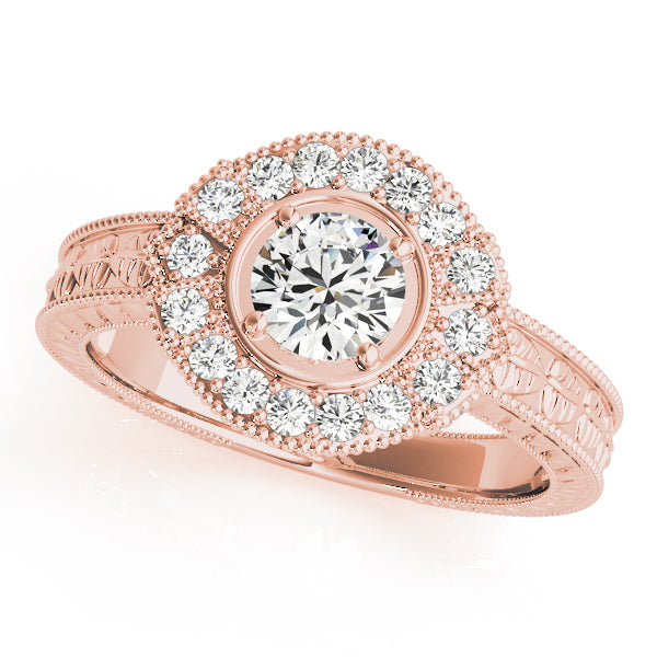 Exquisite Antique Round Diamond Engagement Ring — 9K/18K Gold & Platinum