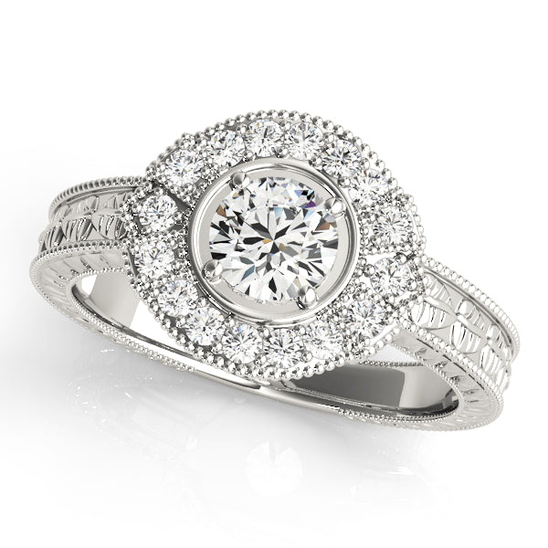 Exquisite Antique Round Diamond Engagement Ring — 9K/18K Gold & Platinum