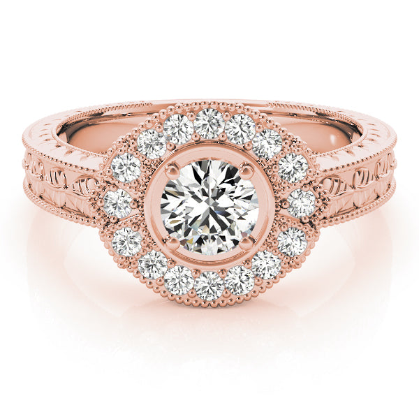 Exquisite Antique Round Diamond Engagement Ring — 9K/18K Gold & Platinum