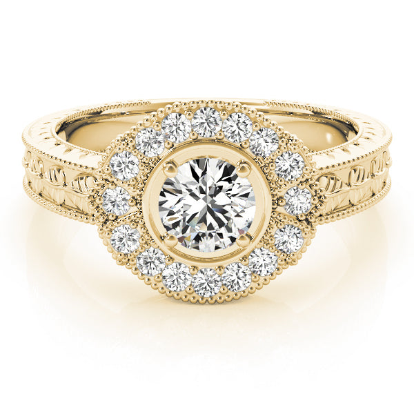 Exquisite Antique Round Diamond Engagement Ring — 9K/18K Gold & Platinum