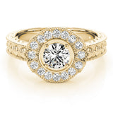 Exquisite Antique Round Diamond Engagement Ring — 9K/18K Gold & Platinum