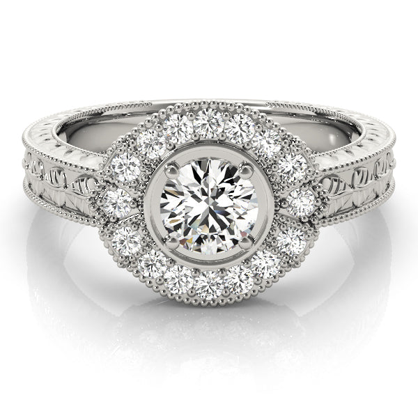 Exquisite Antique Round Diamond Engagement Ring — 9K/18K Gold & Platinum