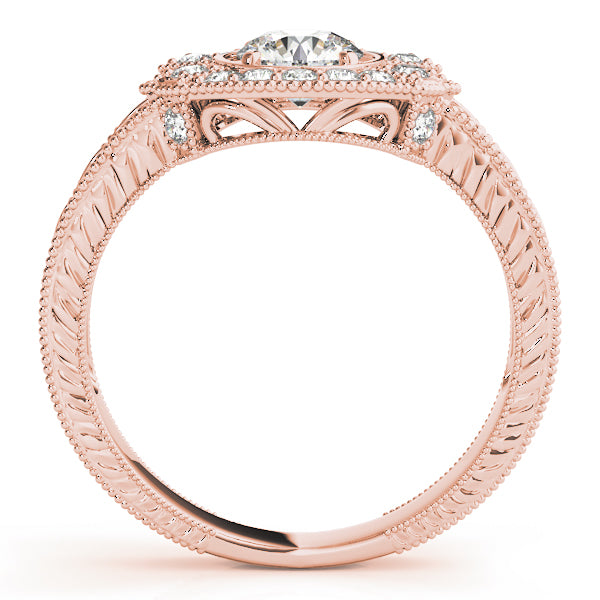 Exquisite Antique Round Diamond Engagement Ring — 9K/18K Gold & Platinum