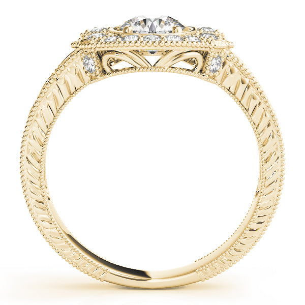 Exquisite Antique Round Diamond Engagement Ring — 9K/18K Gold & Platinum