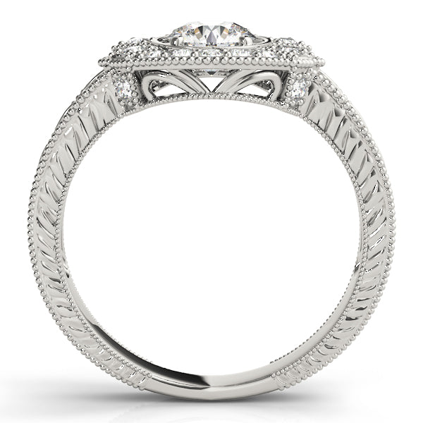 Exquisite Antique Round Diamond Engagement Ring — 9K/18K Gold & Platinum