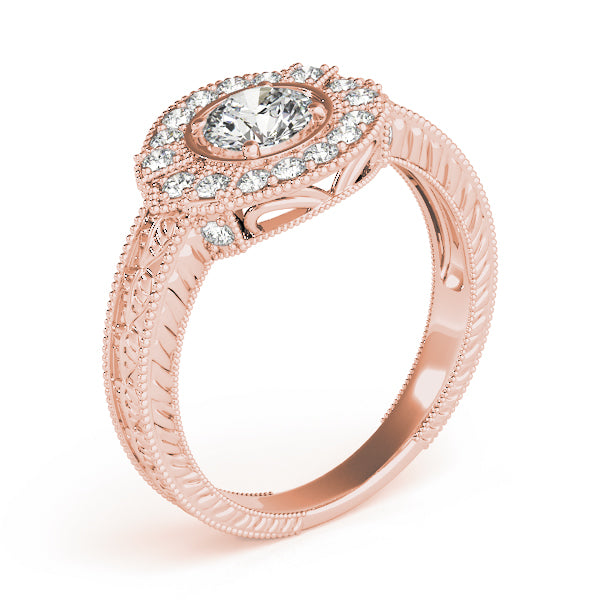 Exquisite Antique Round Diamond Engagement Ring — 9K/18K Gold & Platinum