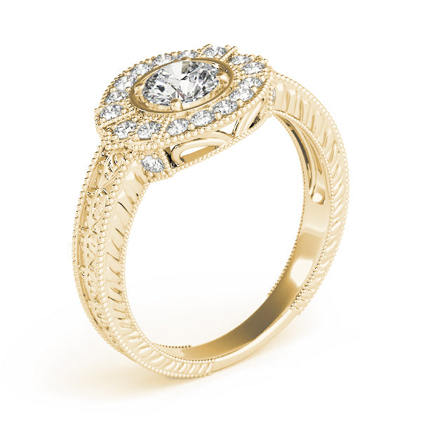 Exquisite Antique Round Diamond Engagement Ring — 9K/18K Gold & Platinum
