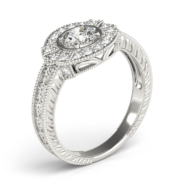 Exquisite Antique Round Diamond Engagement Ring — 9K/18K Gold & Platinum